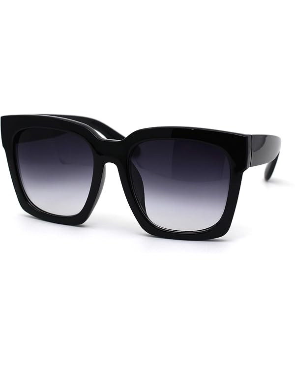 Womens Boyfriend Style XXL Oversize Horned Rim Thick Plastic Sunglasses | Amazon (US)