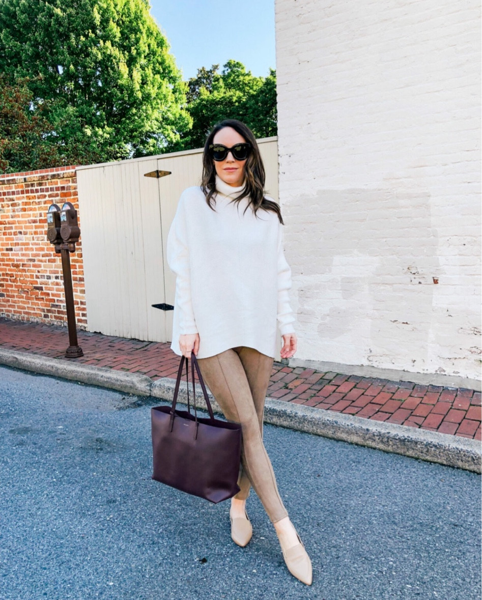 Faux suede leggings (discount code: MAREEXSPANX)

#LTKstyletip