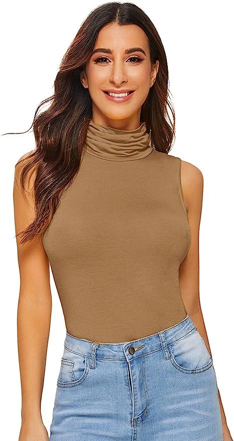 Verdusa Women's Sleeveless High Turtleneck Fitted Tank Top | Amazon (US)