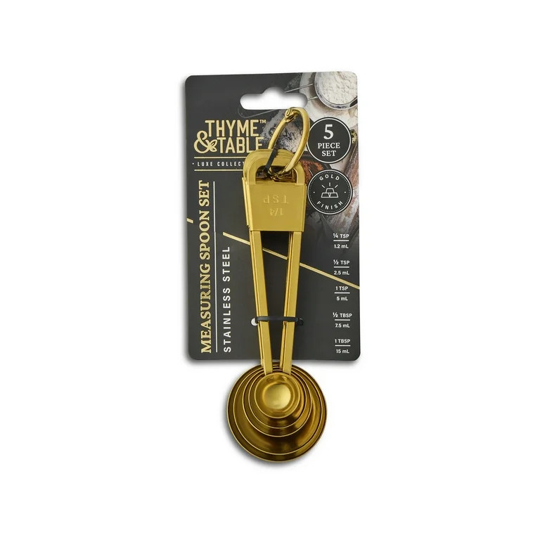 Thyme & Table 5-Piece Stainless Steel Measuring Spoon Set | Walmart (US)