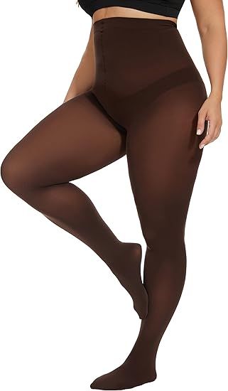 CozyWow Plus Size Tights for Women 80D Soft Solid Color Semi Opaque Pantyhose High Waist 1X 2X 3X... | Amazon (US)