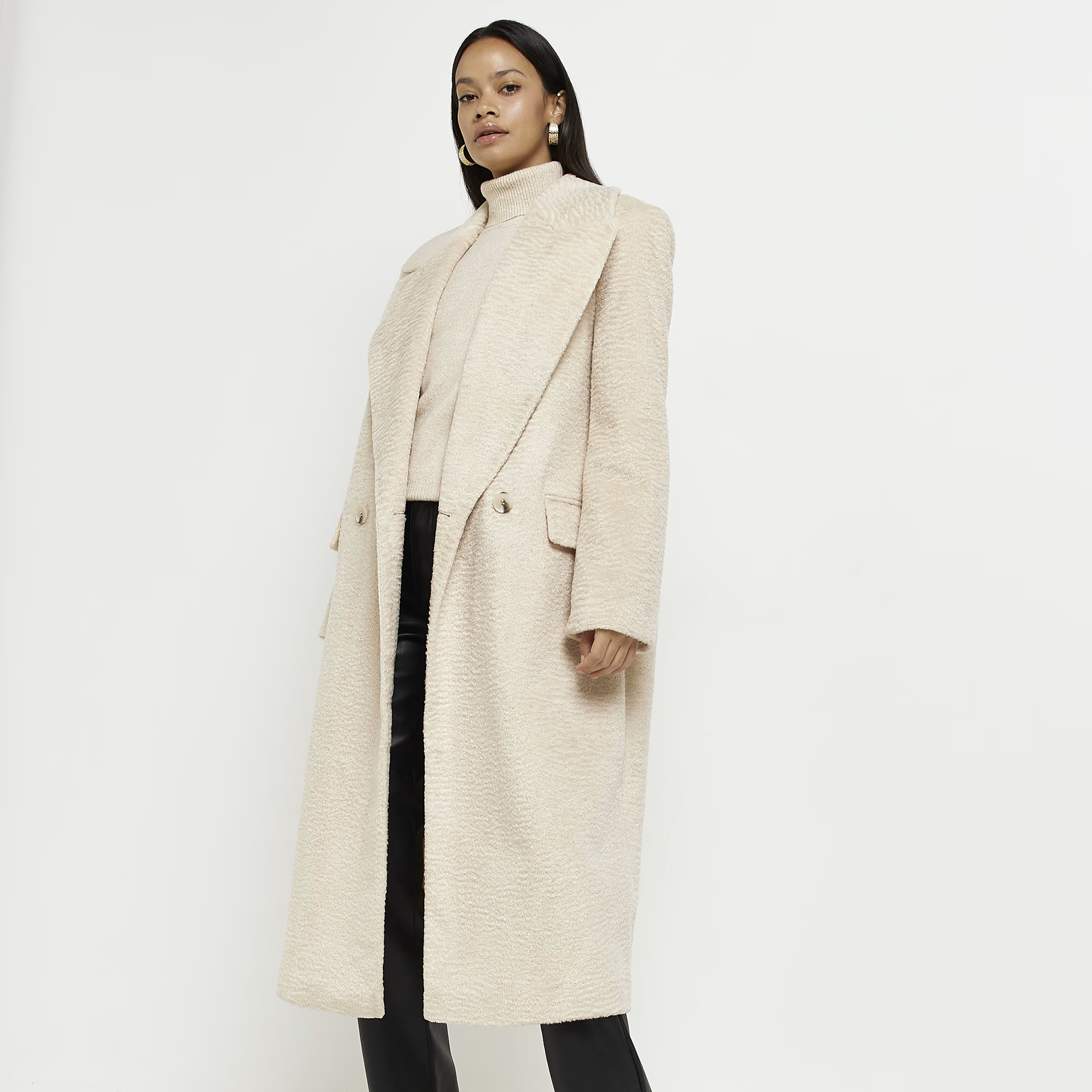 River Island Womens Cream Oversized Longline Coat | River Island (UK & IE)