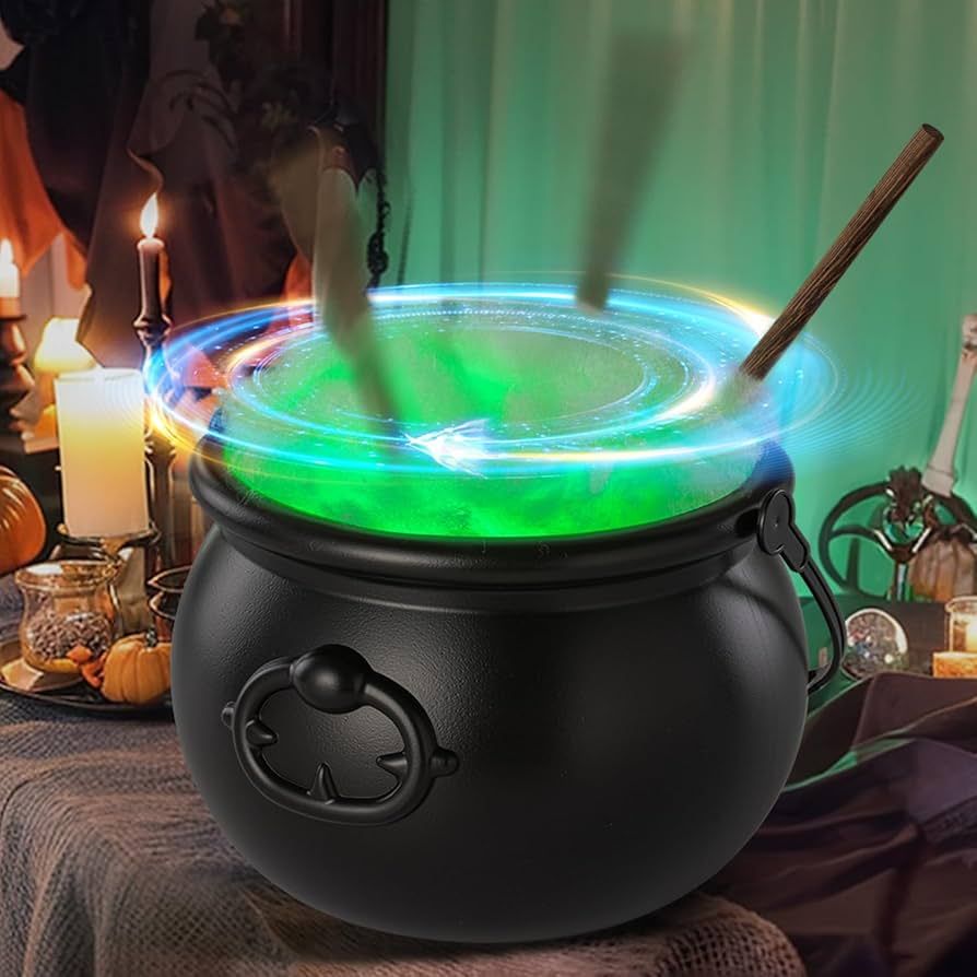 Halloween Decorations Indoor - Magic Auto Rotating Mixing Cauldron with 4 LED String Lights & Cot... | Amazon (US)