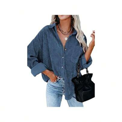 Haute Edition Women's Slouchy Oversized Corduroy Shirt JacketÂ  | SHEIN