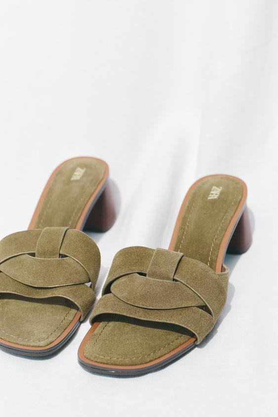 STRAPPY SPLIT SUEDE HEELED SANDALS | Zara US