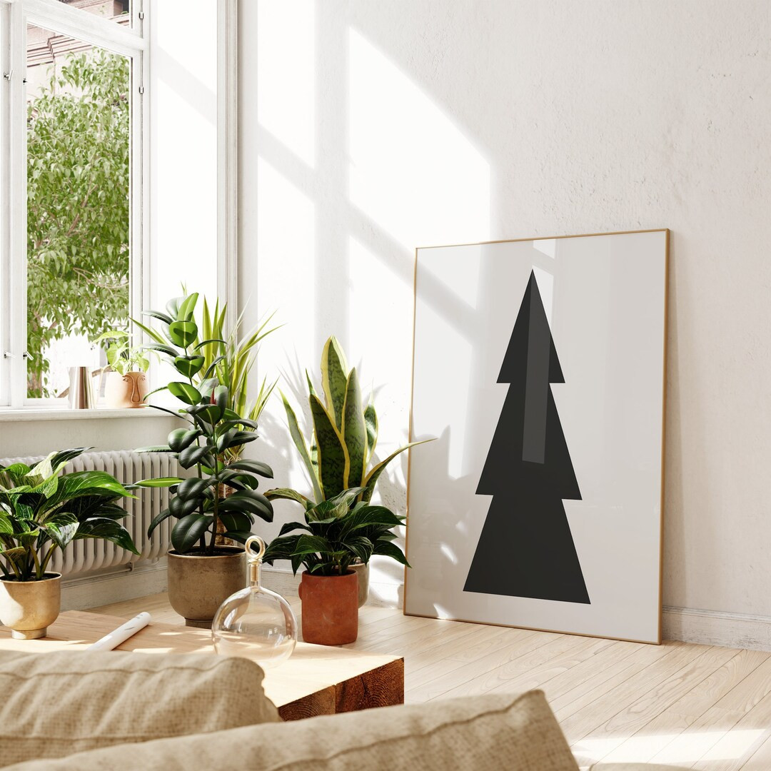 Modern Christmas Tree Black Christmas Print Boho Christmas - Etsy | Etsy (US)
