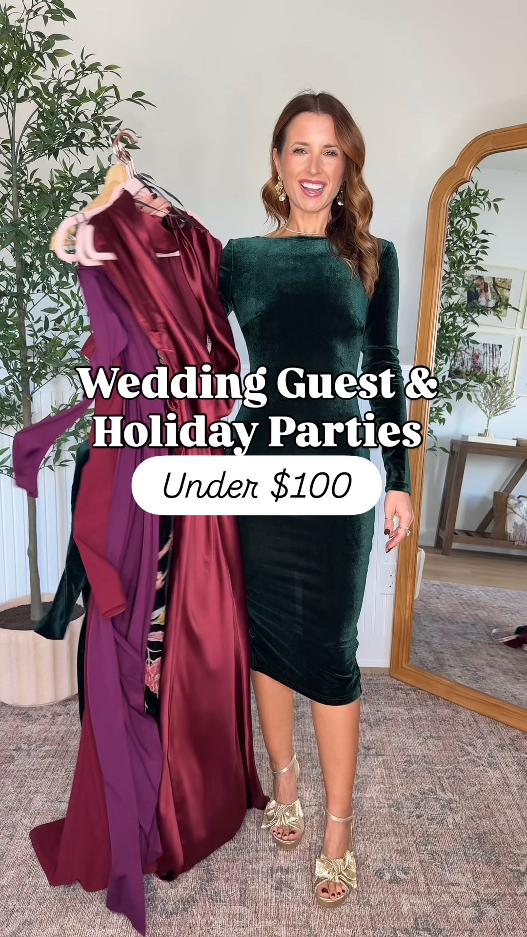 Wedding guest dresses. Fall wedding guest. Winter wedding guest. Holiday party dresses. Christmas party dresses. Velvet dresses. Wearing smallest size in each. Bow heels are TTS. 

#LTKParties #LTKHoliday #LTKWedding