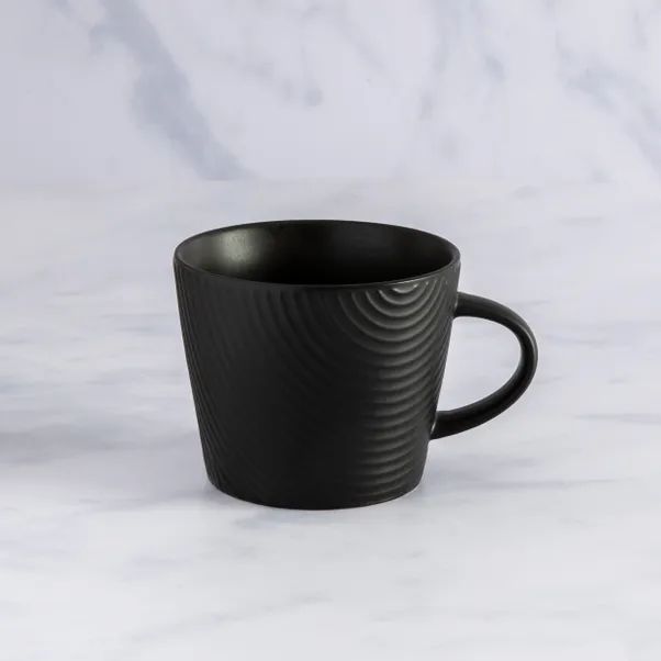 Black Embossed Curve Mug | Dunelm