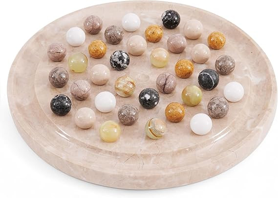 Marble Solitaire Game 10" Inch Verona Handmade Peg Solitaire Board Game with Marbles, Classic Mar... | Amazon (US)