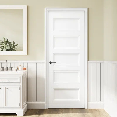 Interior Morden Recessed 5 Paneled Slab Door Solid Manufactured Wood Primed Bedroom Standard Door | Wayfair North America