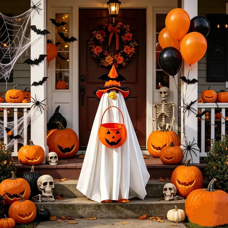 PiGOGI Halloween Porch Goose Costume Suit Outdoor Garden Ghost Outfit for 23 Inch Lawn Goose Stat... | Walmart (US)