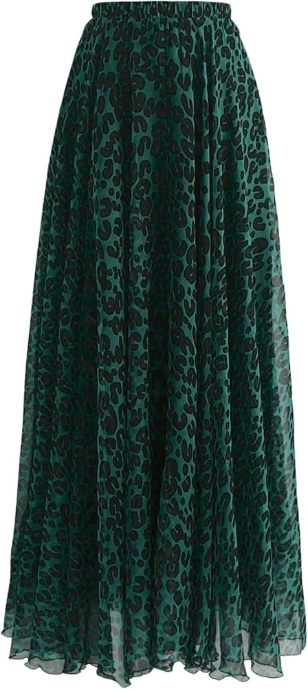 GORGLITTER Women's Plus Cheetah Leopard Print Chiffon Maxi Skirts Y2k Mesh Animal High Waisted Fl... | Amazon (US)