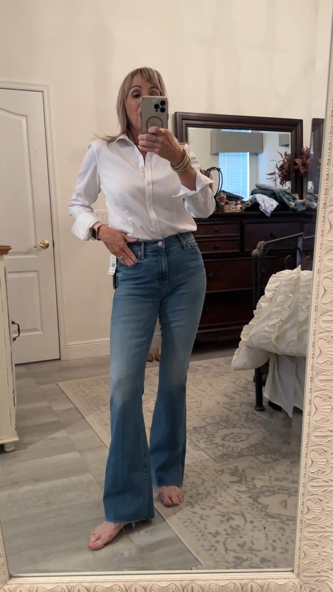 Mother denim at 30% off? Yes please. This is the Weekender High Rise Fray in Ride Hard Live Louder. 

#LTKSaleAlert #LTKOver40