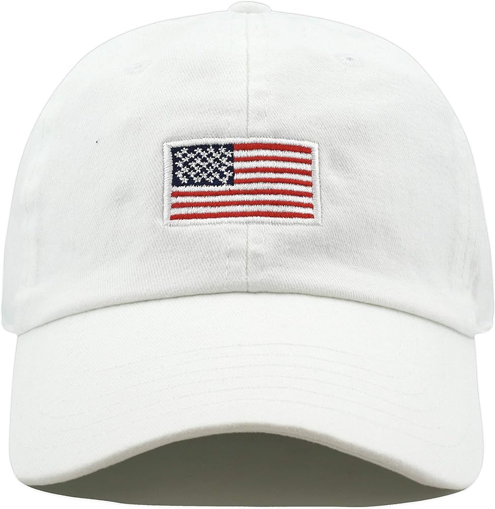 The Hat Depot USA Flag & Embroidery Premium 100% Cotton Low Profile Adjustable Baseball Dad Cap | Amazon (US)