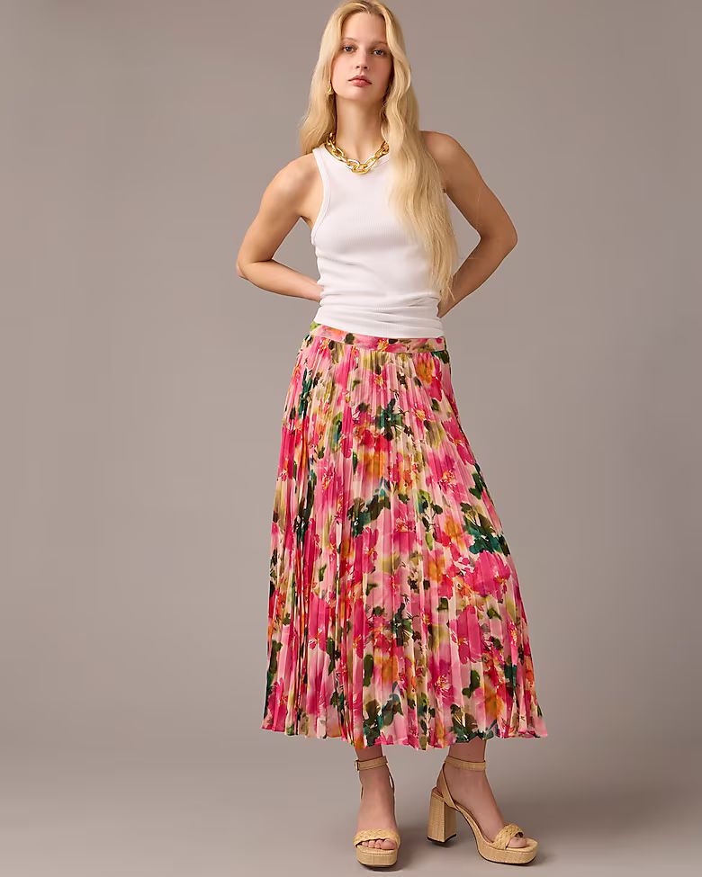 Gwyneth pleated skirt in floral chiffon | J.Crew US