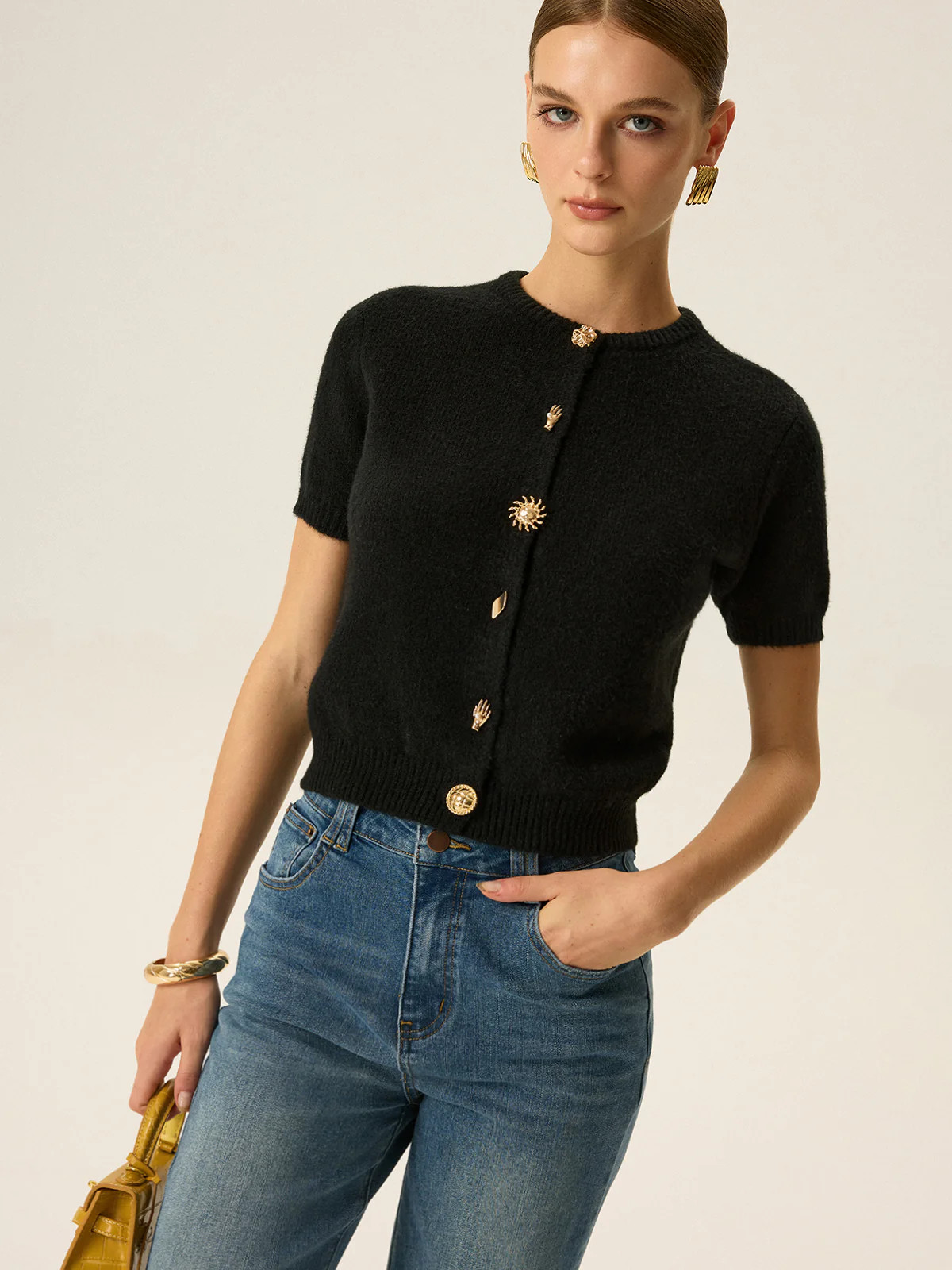 Metal Detail Knit Cardigan | Commense