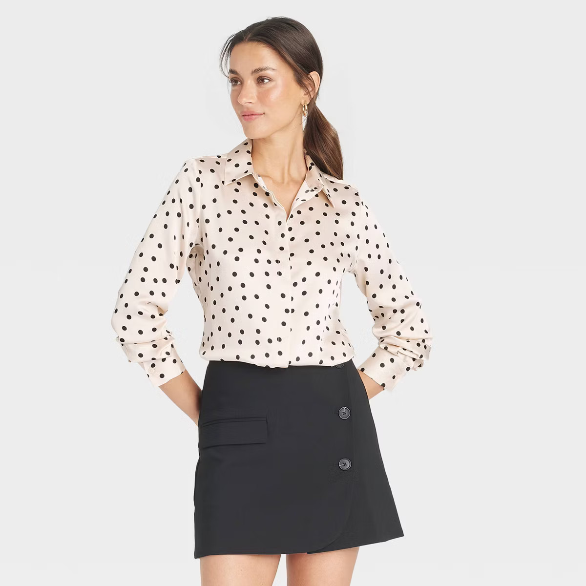 Women's Long Sleeve Satin Button-Down Shirt - A New Day™ | Target