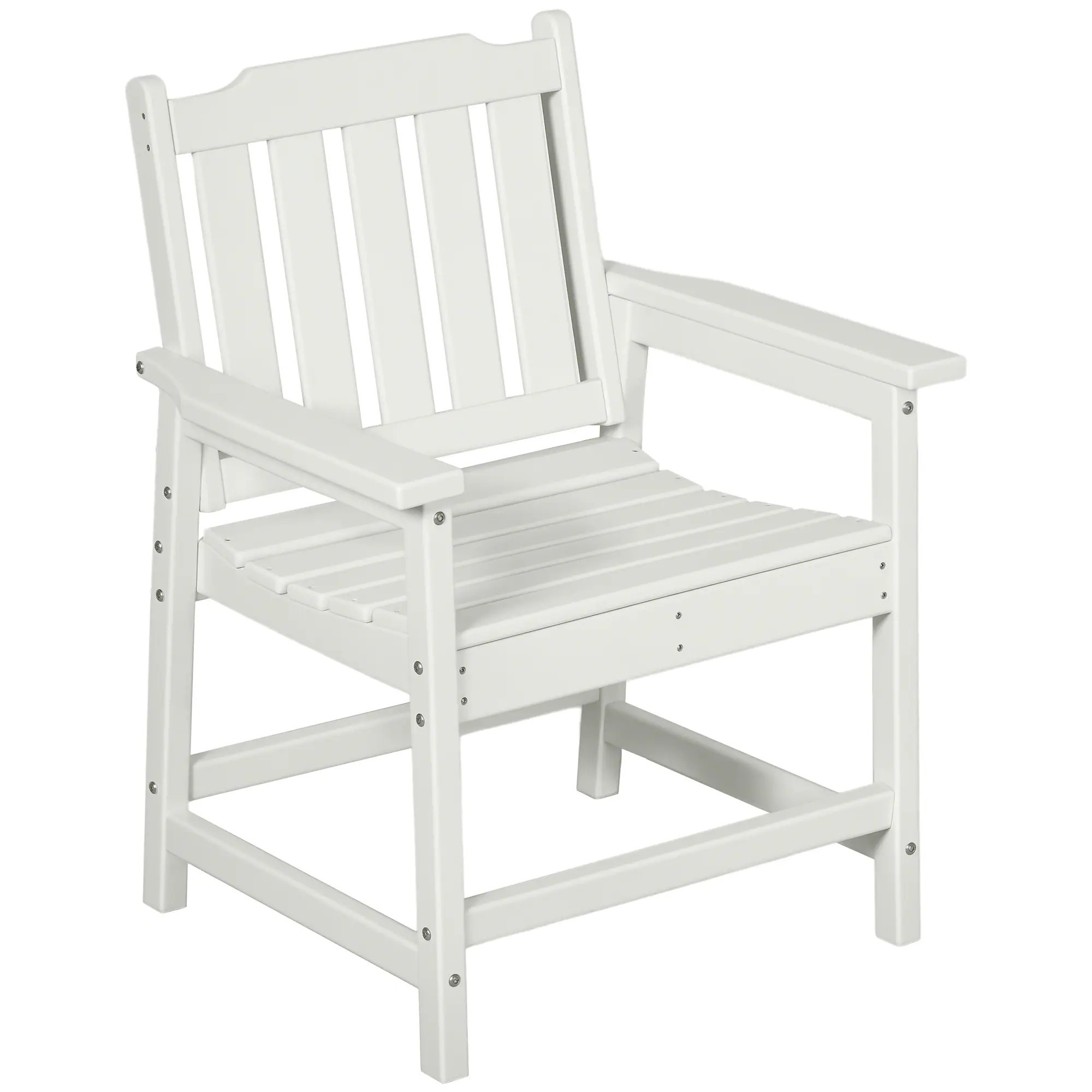 Outsunny All-Weather Patio Chair HDPE Patio Dining Chair Heavy Duty Wood-Like Outdoor Furniture White one_size | 84G-129V00WT | Lowe's
