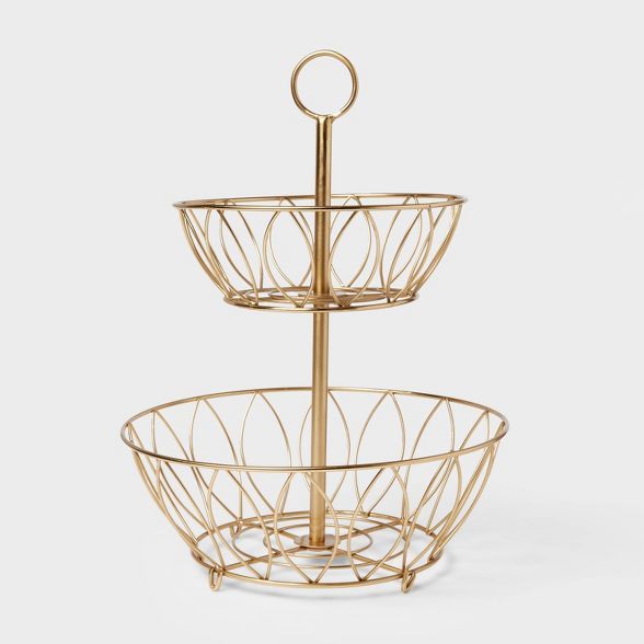 Iron Wire 2-Tier Fruit Basket Gold - Threshold™ | Target