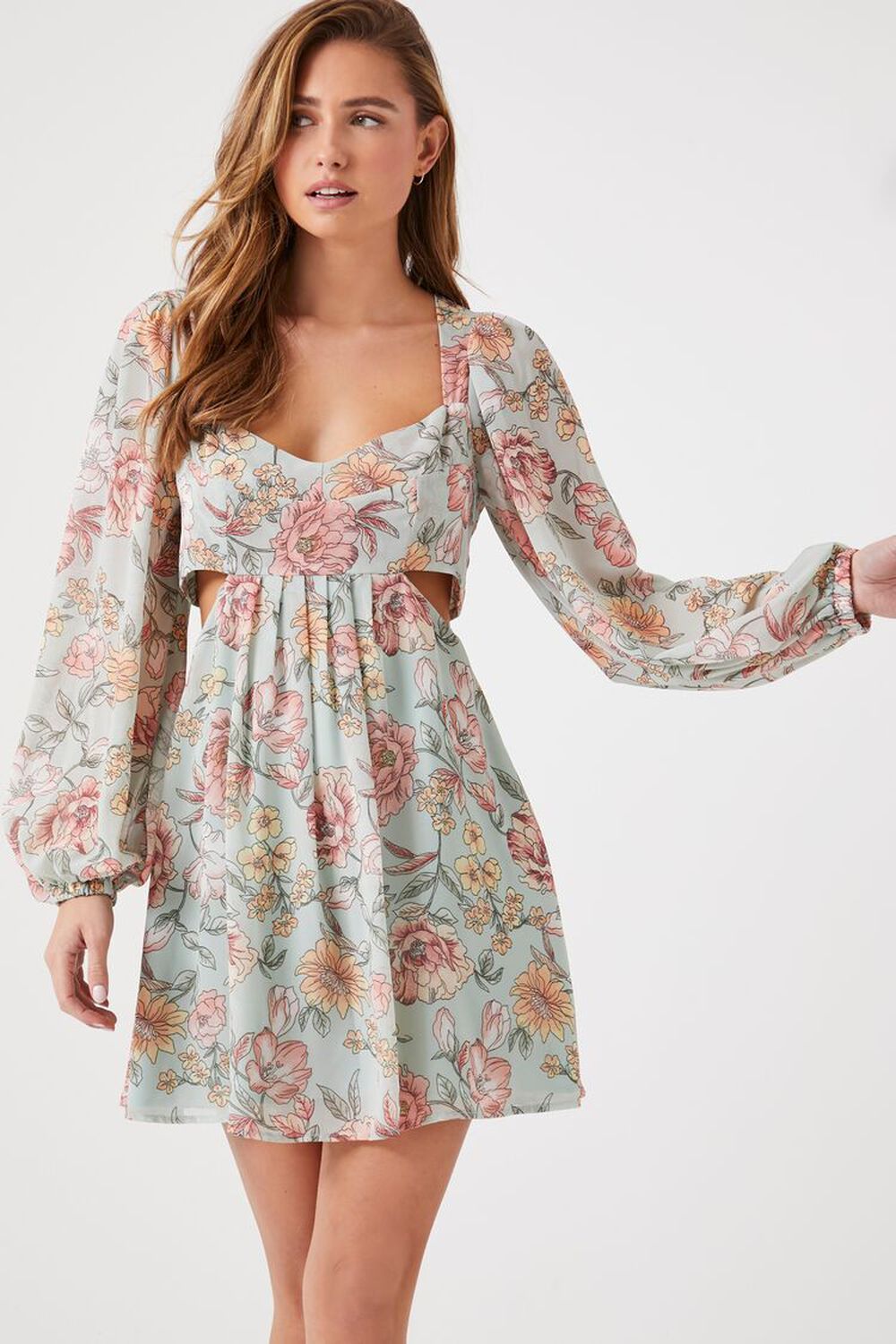 Floral Print Cutout Mini Dress | Forever 21 (US)