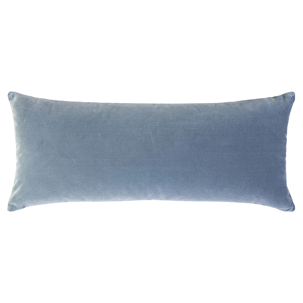 Moira Modern Classic Blue  Performance Velvet Lumbar Pillow - 12x28 | Kathy Kuo Home