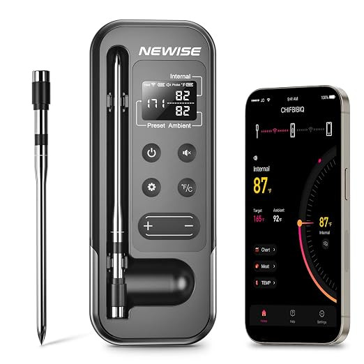 Bluetooth Meat Thermometer with Smart APP, 800FT Wireless Range & LCD Base, Rechargeable Probe, D... | Amazon (US)