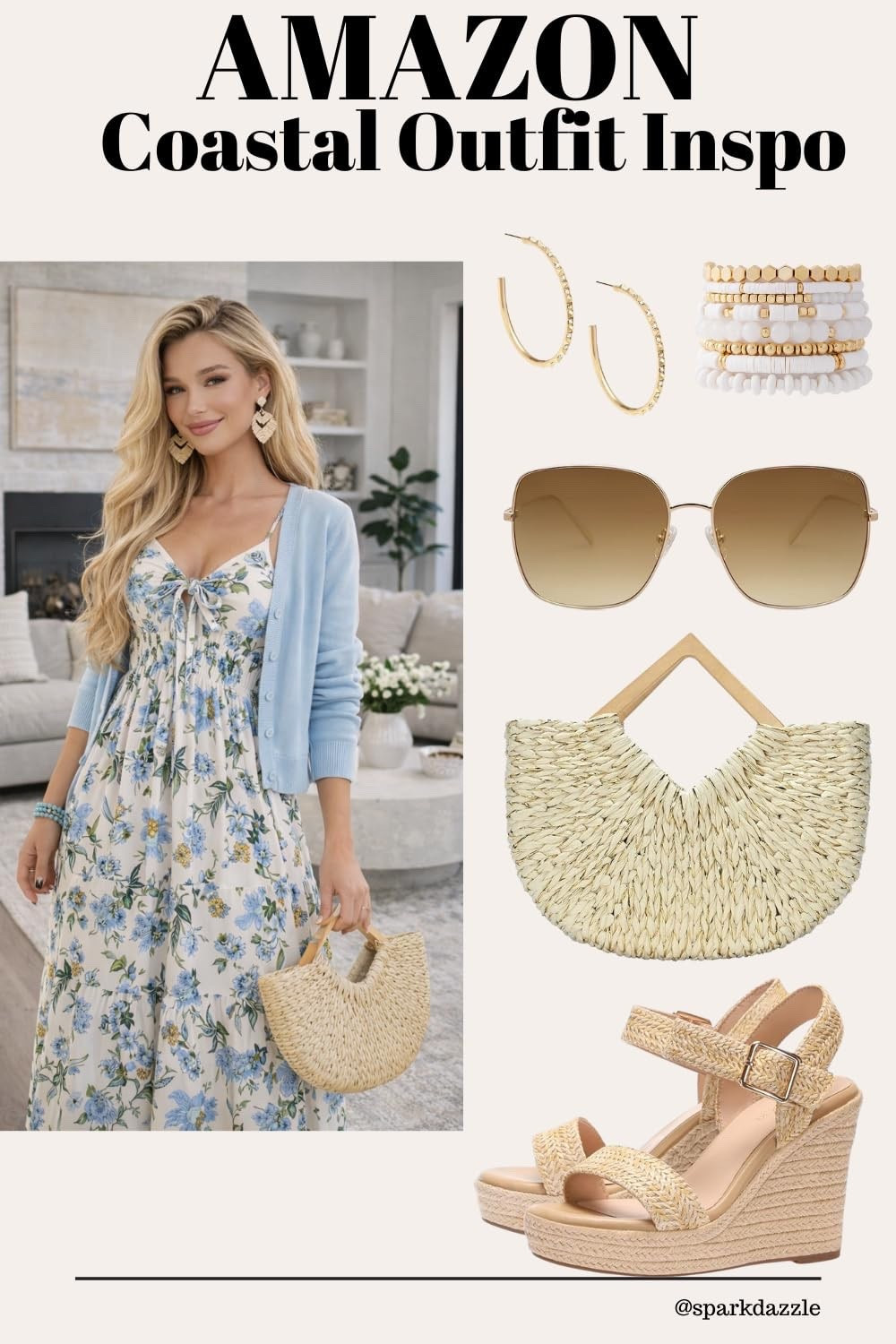 Coastal Dress Inspo 🌊🤍

 Light, airy, and effortlessly coastal. This flowy floral dress is perfect for beachside brunches, seaside vacations, coastal towns, and warm spring-to-summer days. Soft blues, feminine details, and woven accessories give it that relaxed, ocean-inspired vibe while still looking polished and put together. 
#coastaldress #coastalstyle #beachyoutfit #springdress #summerdress #amazonfashion #amazonfinds #resortwear #effortlessstyle #coastalvibes #outfitinspo #ad #affiliate