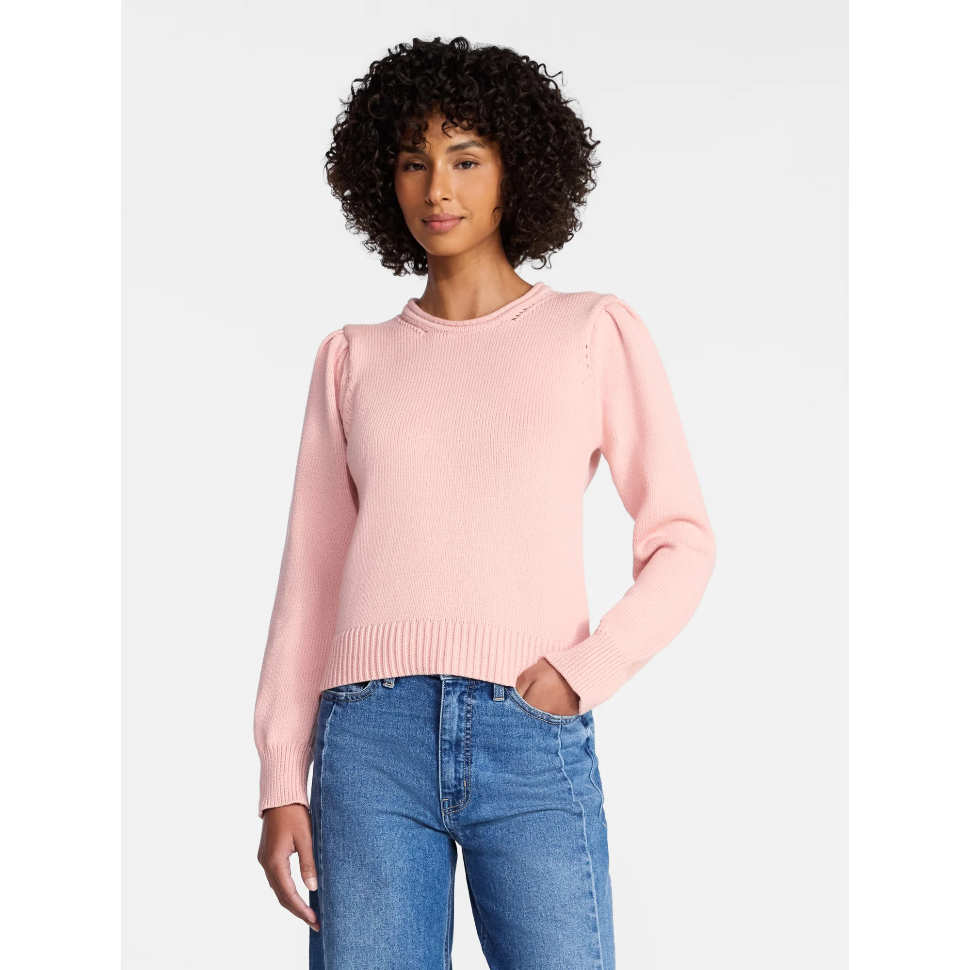 Time and Tru Women's Crewneck Sweater with Long Sleeves, Sizes XS-XXXL | Walmart (US)