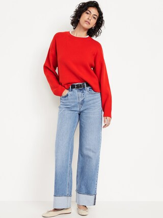 Extra High-Waisted Cuffed Wide-Leg Jeans | Old Navy (US)
