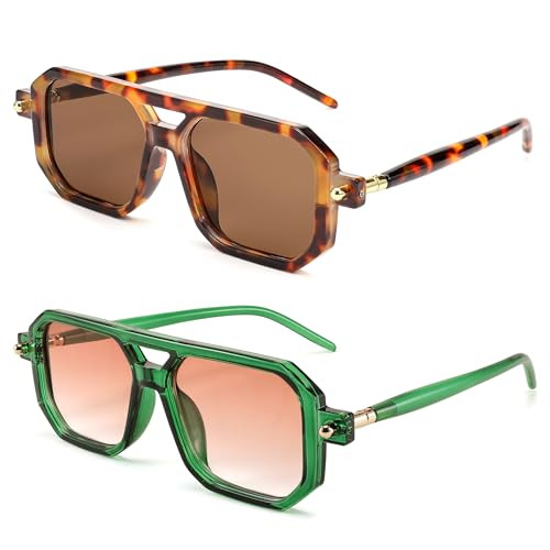 FEISEDY Vintage Square 70s Flat Aviator Sunglasses Women Men Classic Retro Stylish Frame UV400 Sunglasses B2622 | Amazon (US)