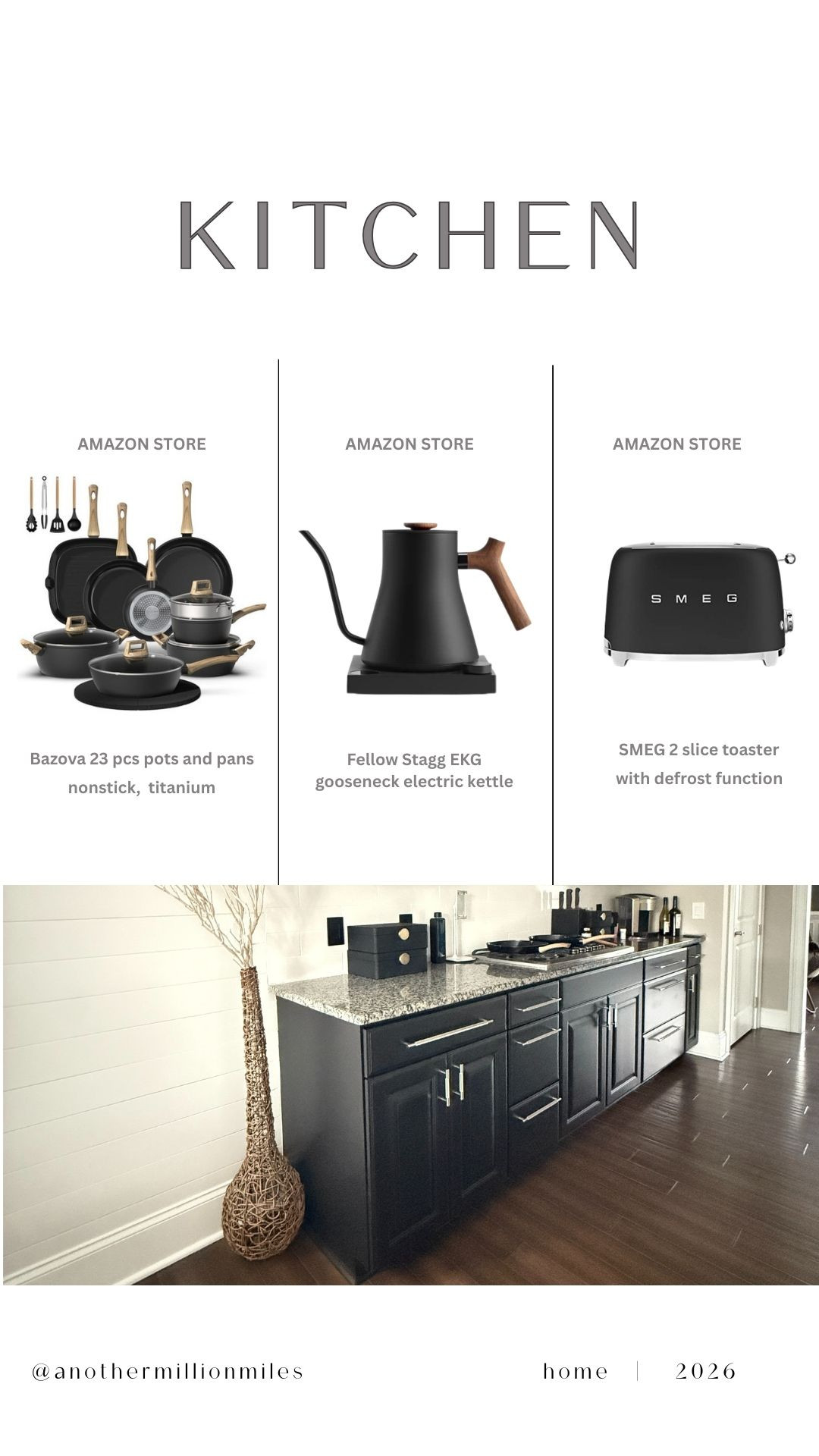My kitchen reset is officially in its sleek + elevated era. 🖤

When life gets busy, I’ve learned the quickest way to feel more grounded is to make the “everyday” feel a little more intentional—starting right here.
 
These are my ride-or-die essentials for a calm, functional, luxury kitchen vibe: a beautiful nonstick cookware set that actually performs, the Fellow Stagg kettle for my slow-morning ritual, and the black SMEG toaster because… yes, even toast deserves style.  

 #LTKdayinmylife #LTKU #LTKHome