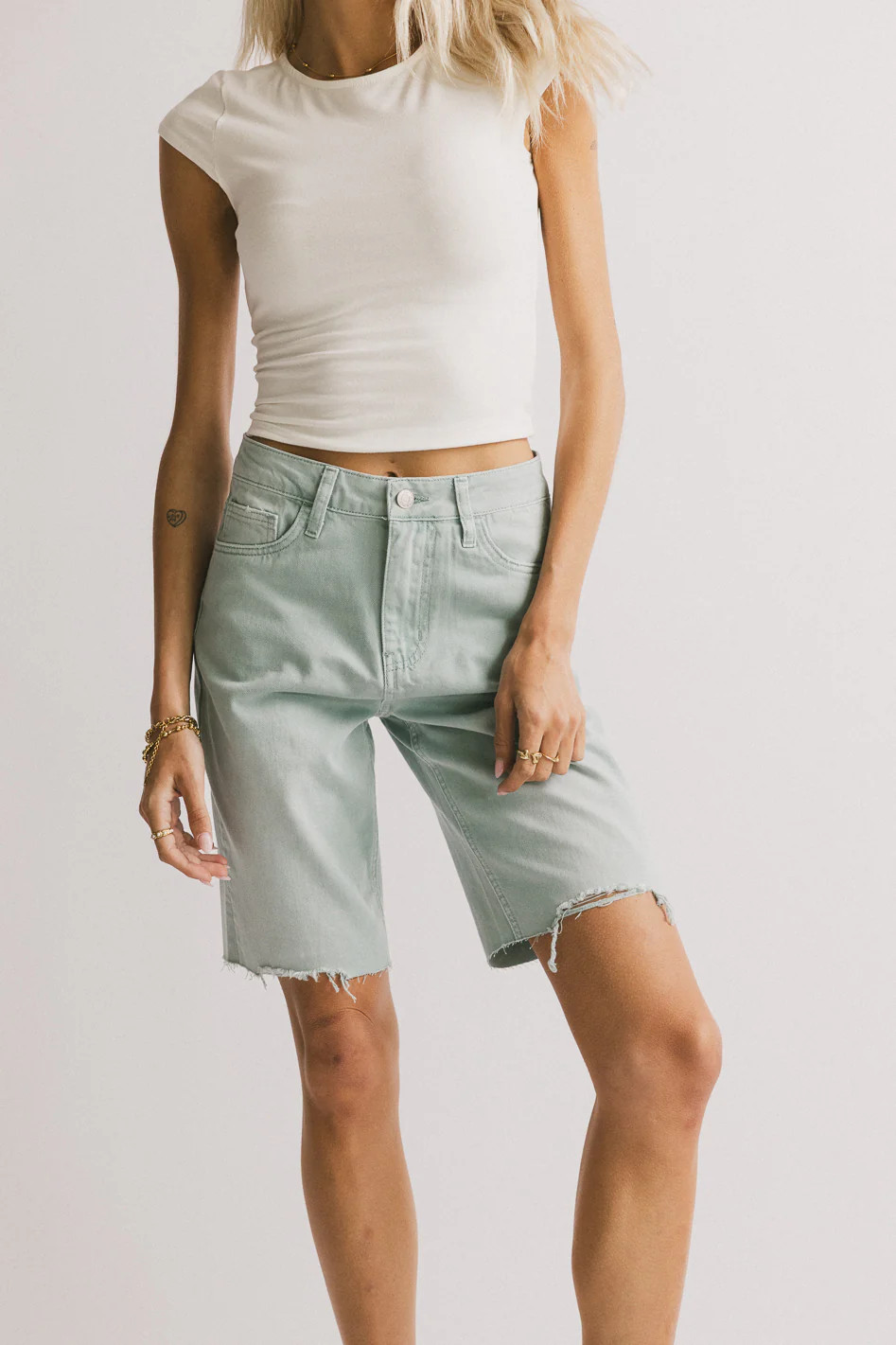 Marlene Denim Shorts in Seafoam | Böhme US