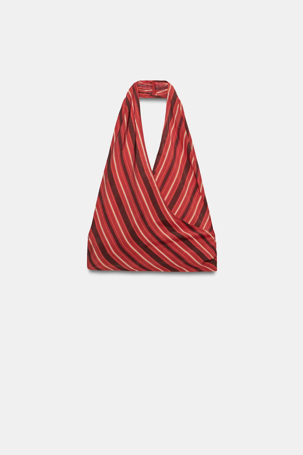 Zara - Striped Halter Wrap Top - Reds - L - Woman | Zara US