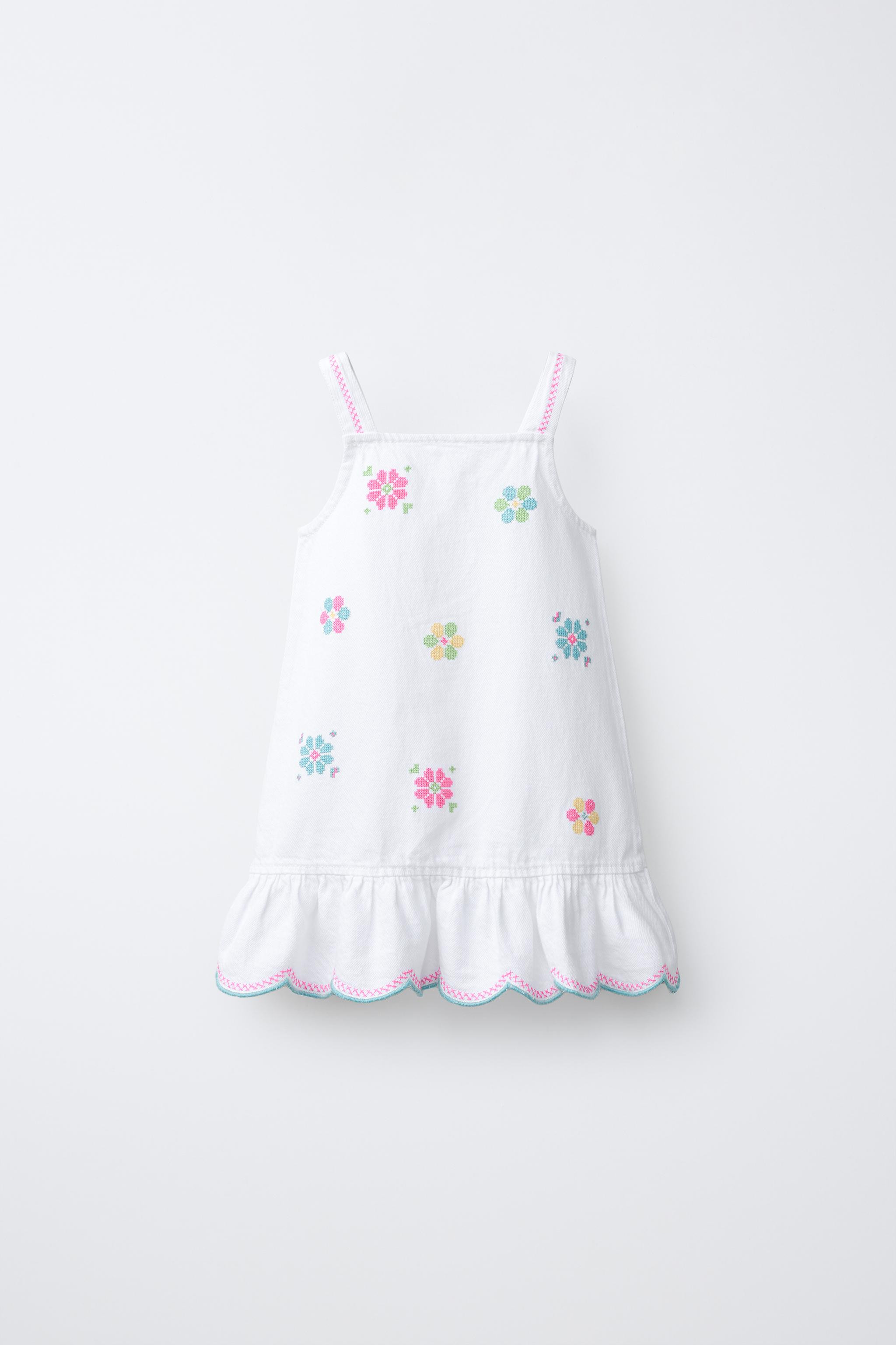 CROSS-STITCH FLORAL TWILL DRESS | Zara US