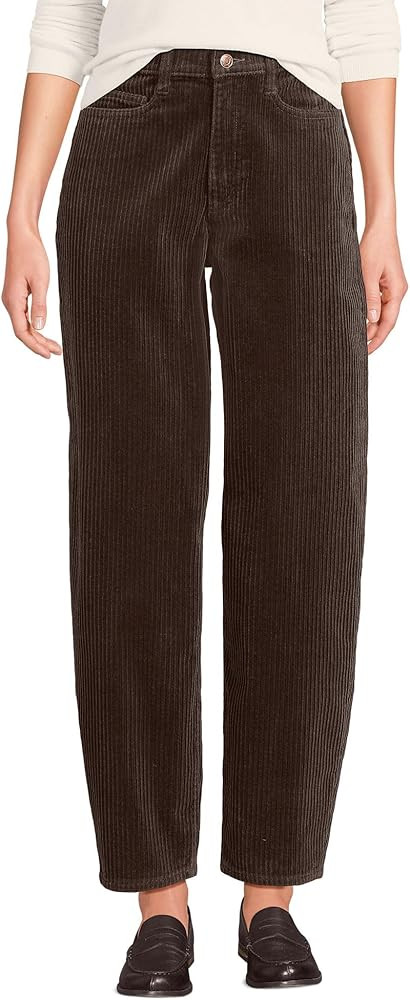 Lands' End Women's Corduroy High Rise Barrel Leg Ankle Pants | Amazon (US)