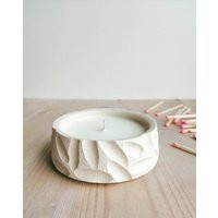 Vegan Soy Wax Candle in Carved Ceramic Pot | Random Carve | Etsy (US)