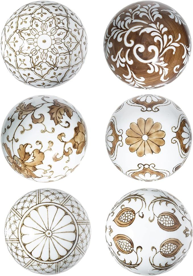 Brown Porcelain Orbs Decorative Balls - Small Ceramic Spheres for Centerpiece or Individual Use -... | Amazon (US)