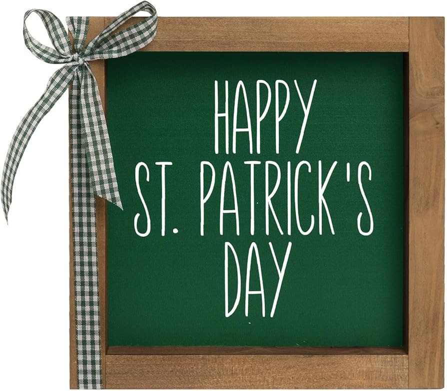 Happy St Patricks Day Sign Decor, 6x6In Wooden Irish Saint Patricks Day Decorations for Home Tabl... | Amazon (US)