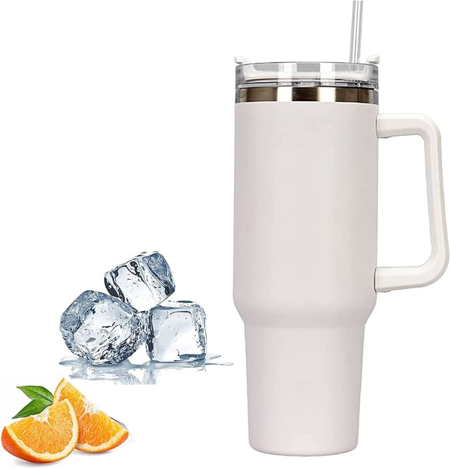 Travel Mug with Handle, Stanley Cup with Straw and Handle, Stainless Steel Coffee Mug with Lid Co... | Amazon (UK)