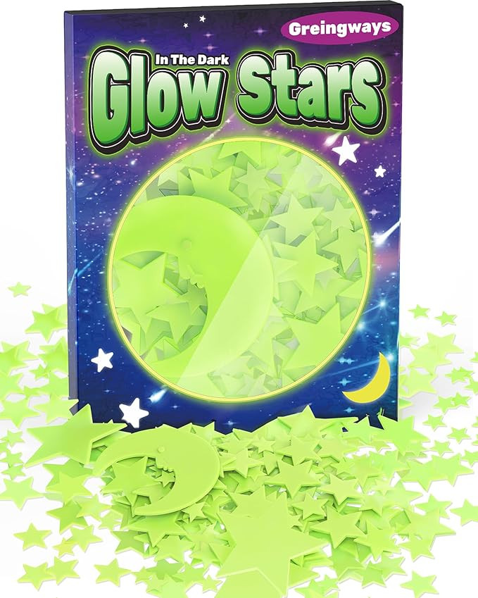 Greingways 201 Pcs Glow in The Dark Stars Stickers for Ceiling Bedroom, Stocking Stuffers for Kid... | Amazon (US)
