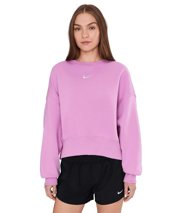 Nike Sportswear Phoenix Fleece Over-oversized Crew Neck Sweatshirt Women's Sweatshirt Black/Sail : MD (US 8-10), Cotton/Polyester | Zappos.com