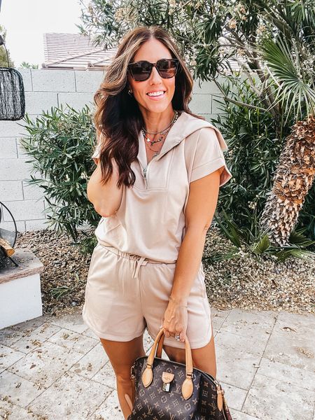 🤎Tan lounge set with short sleeve top and oversized collar, 1/2 zip and shorts with pockets - size small 

Travel outfit, summer outfit idea, Amazon fashion, casual outfit inspo 

#LTKStyleTip #LTKFindsUnder50 #LTKTravel