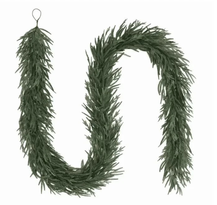 My_Texas_House 9ft Natural Feel Norfolk Artificial Christmas Garland, Non-lit, Green, Soft PE | Walmart (US)