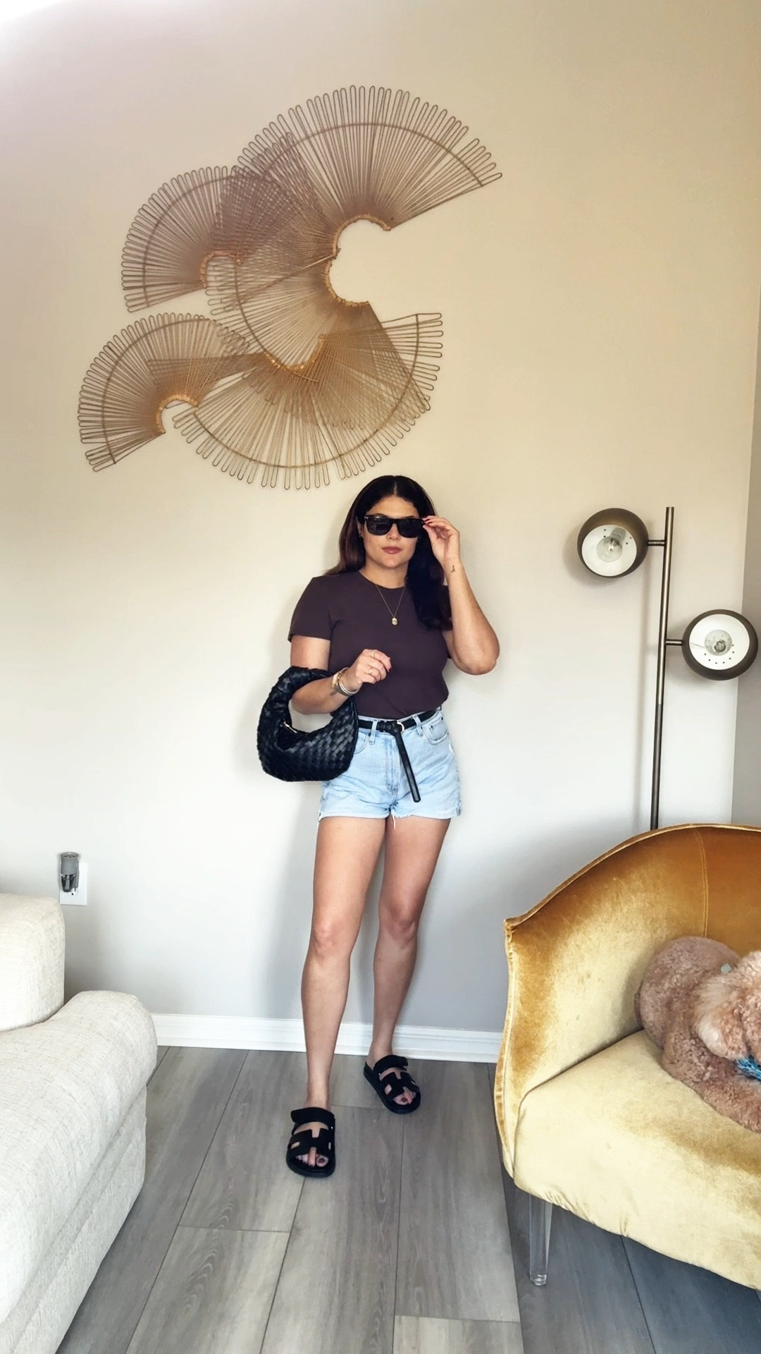 Blue Shorts/ Chocolate Plain T / sandals/ back handbag / sunnies 😎

#LTKCyberWeek #LTKFindsUnder50 #LTKMidsize