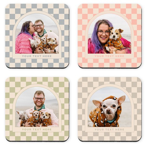Photo Coasters: Checkerboard Arch 4x4 Set of 4 Beige Shutterfly | Shutterfly