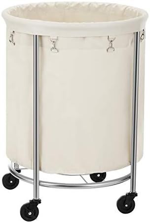 SONGMICS Round Laundry Cart, Laundry Hamper on Wheels, with Steel Frame and Removable Bag, 4 Cast... | Amazon (US)
