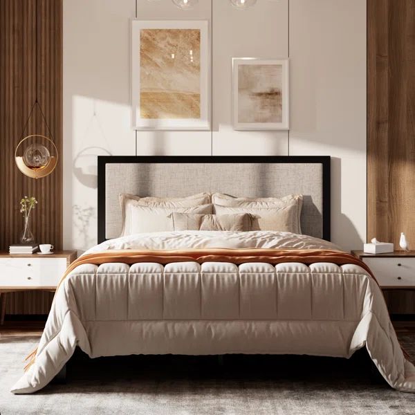 Ataman Metal Platform Bed With Simple Upholstered Headboard | Wayfair North America