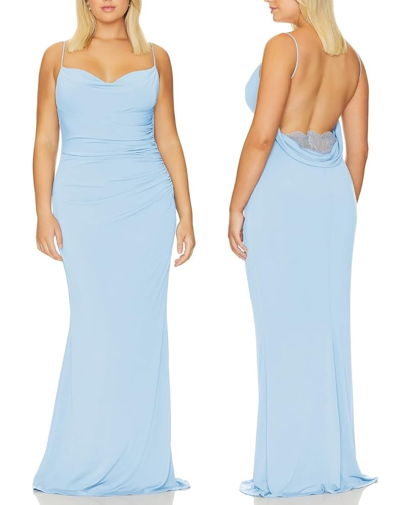 Capuffy Women Drape Neck Formal Maxi Dresses Lace Backless Cocktail Party Dress Spaghetti Straps ... | Amazon (US)