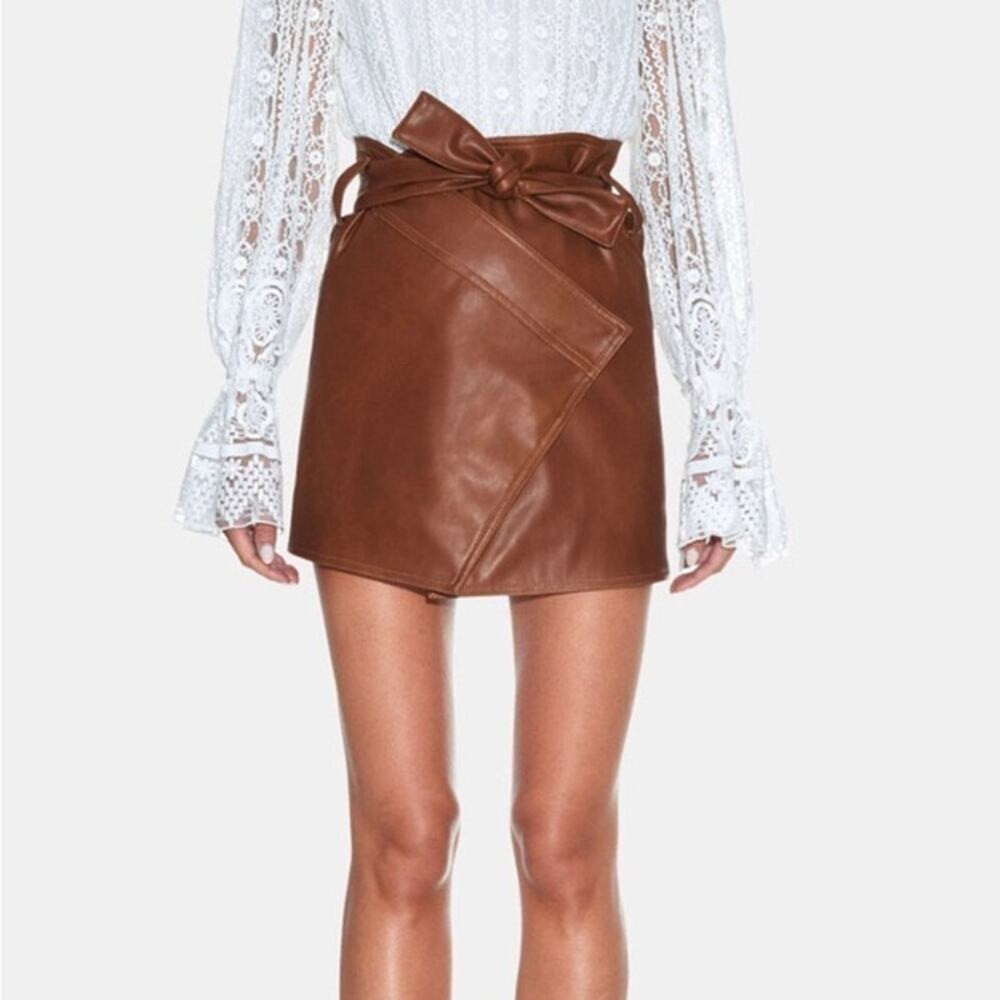 Divine Heritage Vegan Leather Mini Wrap Skirt Saddle Brown | Poshmark