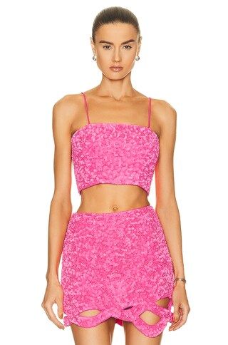 Aje Evelyn Sequin Top in Rouge Pink | FWRD | FWRD 